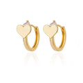 Women's heart-shaped zircon earrings with ear clip backings, stainless steel titanium finish