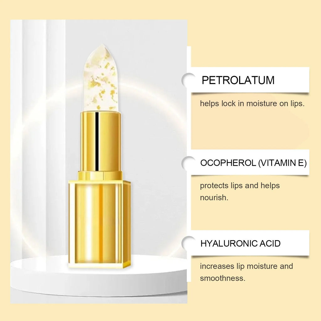 Gold foil discoloration nourishing lipstick in compact 2.6cm square case with 3.5g net content