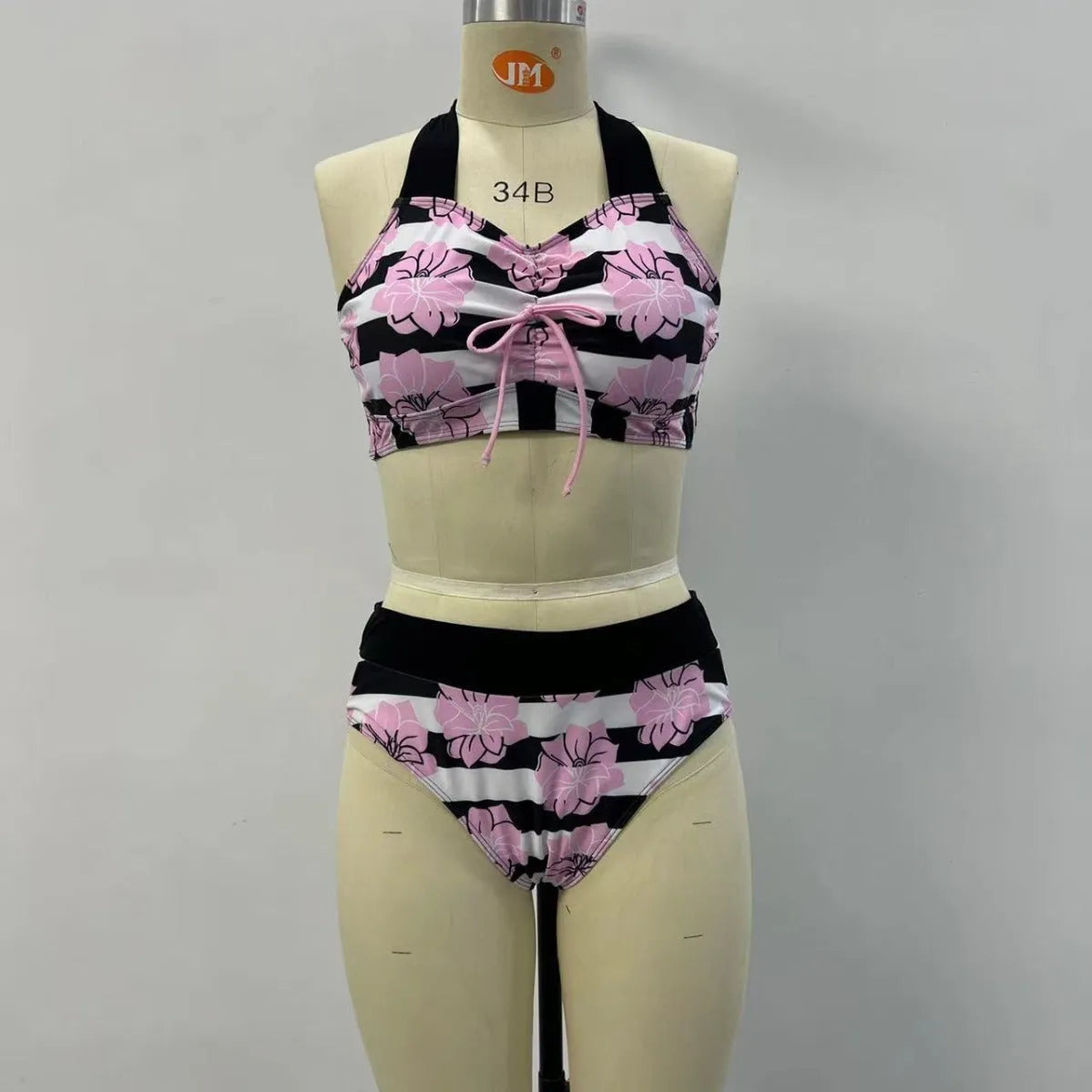 Women's black belly-covered slimming split bikini for swimming and water sports, sizes S to 2XL