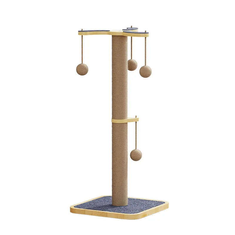 Scratch-resistant cat climbing frame toy with hanging ball in windmill design