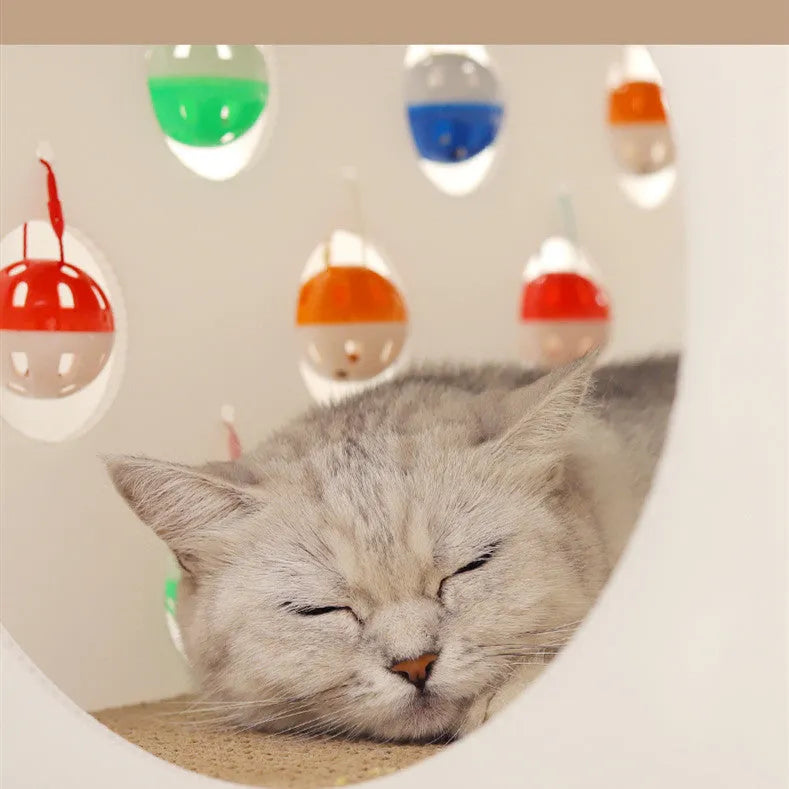 Integrated cat scratch board with tunnel and bell ball plastic toy