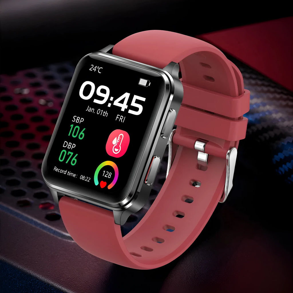 Multi-sport watch with 1.70-inch tempered glass screen and choice of silicone or leather wristbands