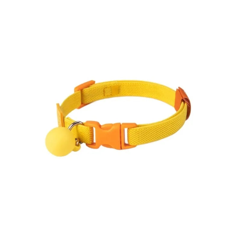 Small dog collar in polyester with high elasticity adjustment between 22-32cm showing seven colour options