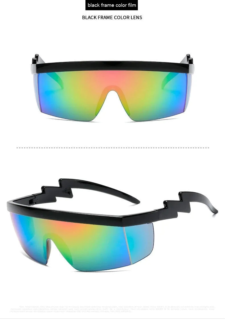 European and American one-piece sunglasses with PC lens in black frame and grey piece for cycling and outdoor sports