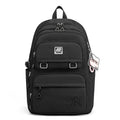 Girls' large nylon school backpack in a choice of colours and patterns including geometric graffiti and solid purple.