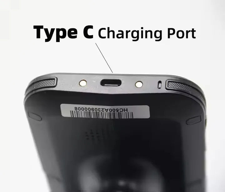 SLP-05 handheld UHF RFID scanner with Android screen, trigger, and integrated 2D scanner for warehouse and logistics use.