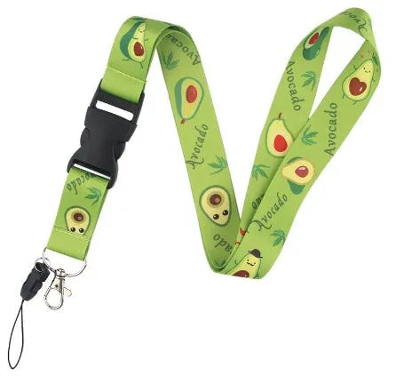 Fruit avocado cartoon double-sided polyester buckle mobile phone lanyard 45cm on white background