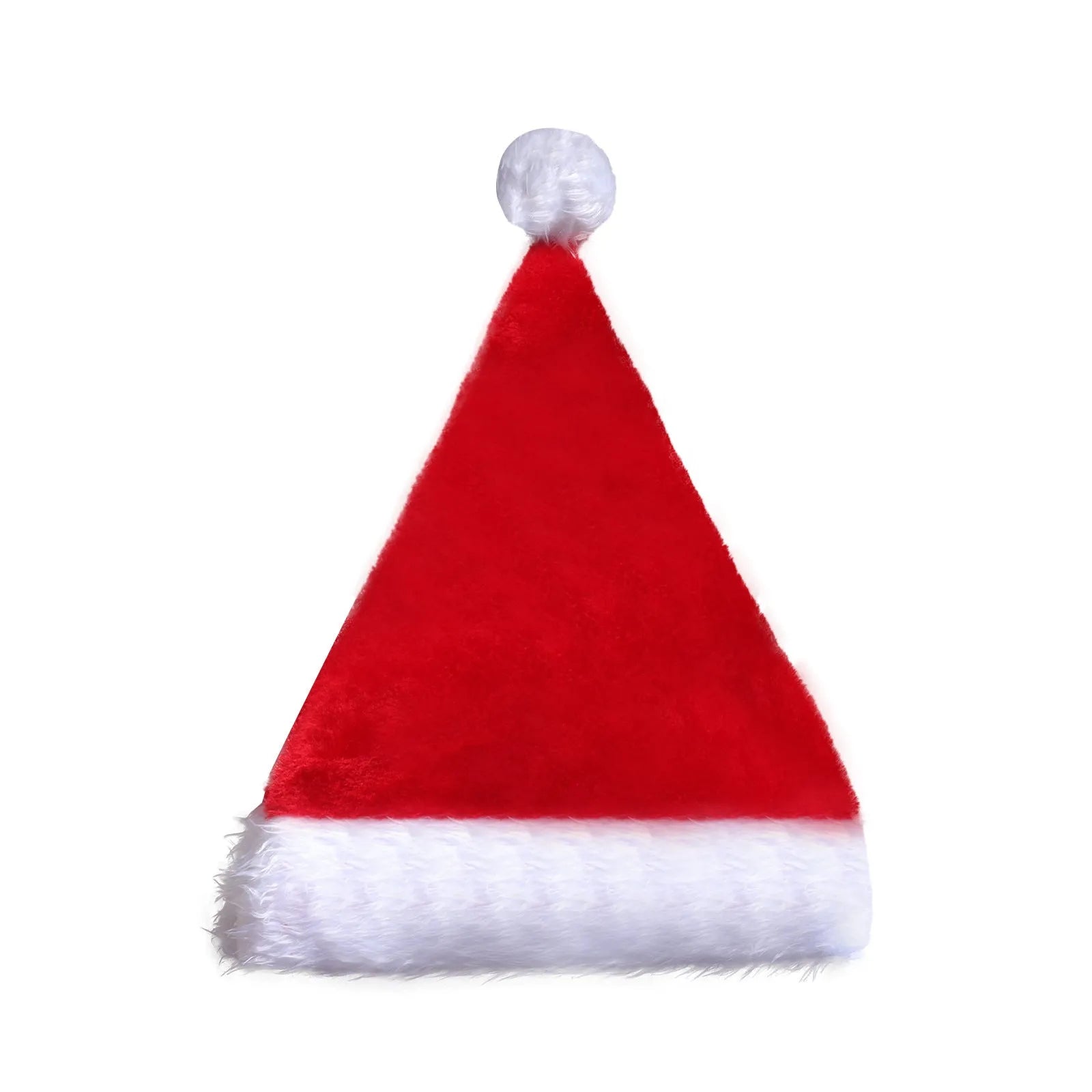 Red and white plush Santa hat with integrated twinkling LED lights and a white pom-pom.
