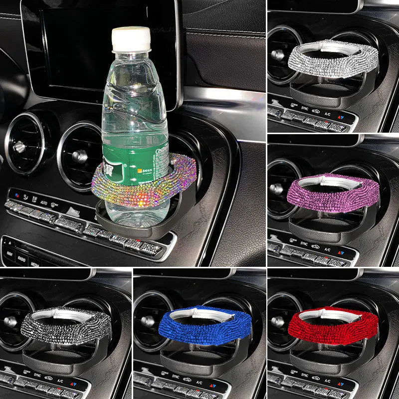 Sparkling rhinestone car air vent cup holder in choice of seven colours