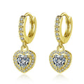 Copper inlaid zircon love earrings heart shape white gold colour electroplated women jewellery