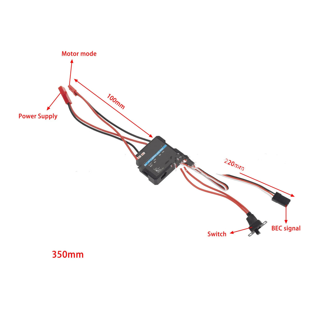 40A miniature brushed electric speed controller with adjustable climbing mode for RC vehicles