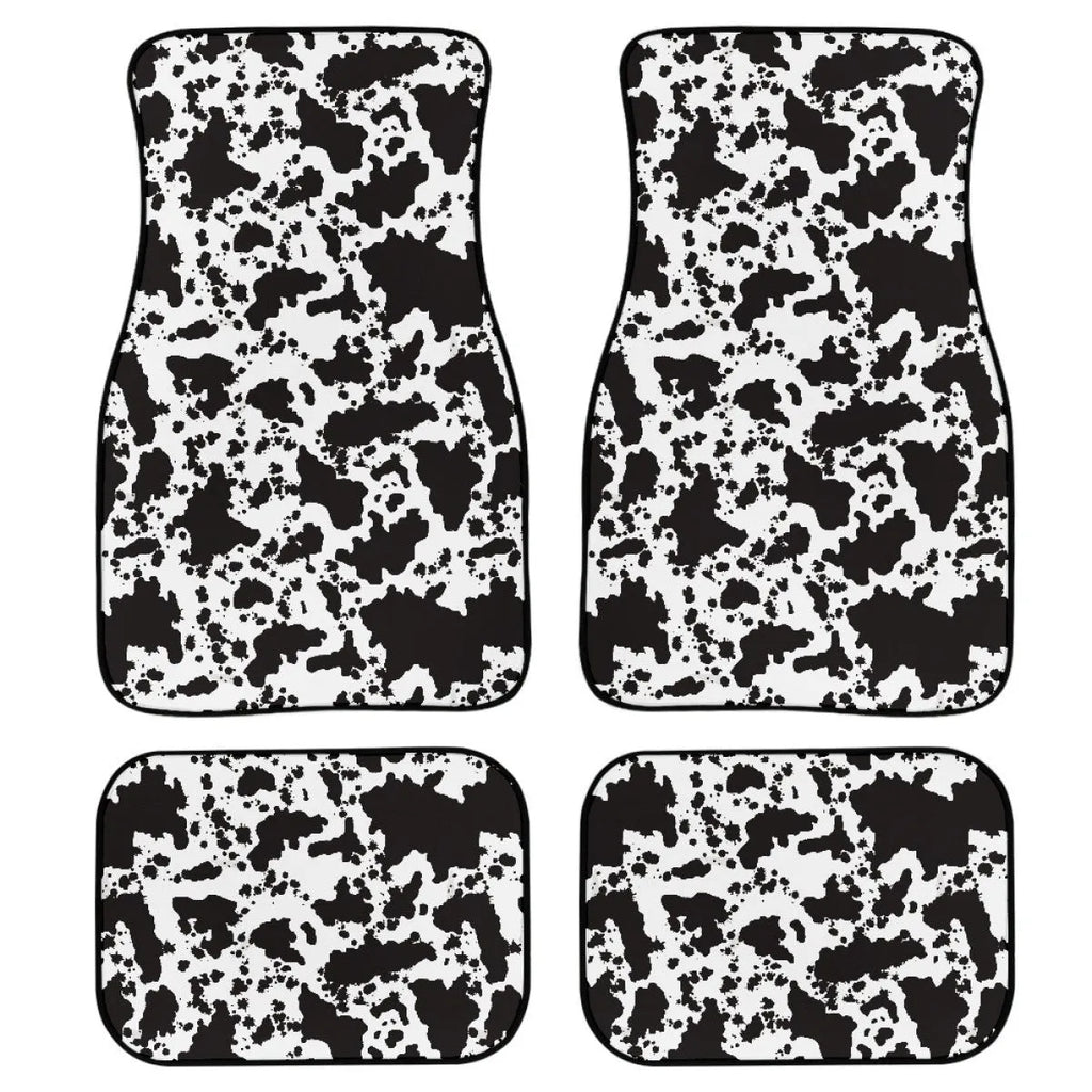 Black printed rubber car floor mat set showing 20mm thickness and waterproof construction