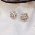 Korean style women's pineapple starfish pearl drop earrings with alloy electroplated finish and gem stone inlay.