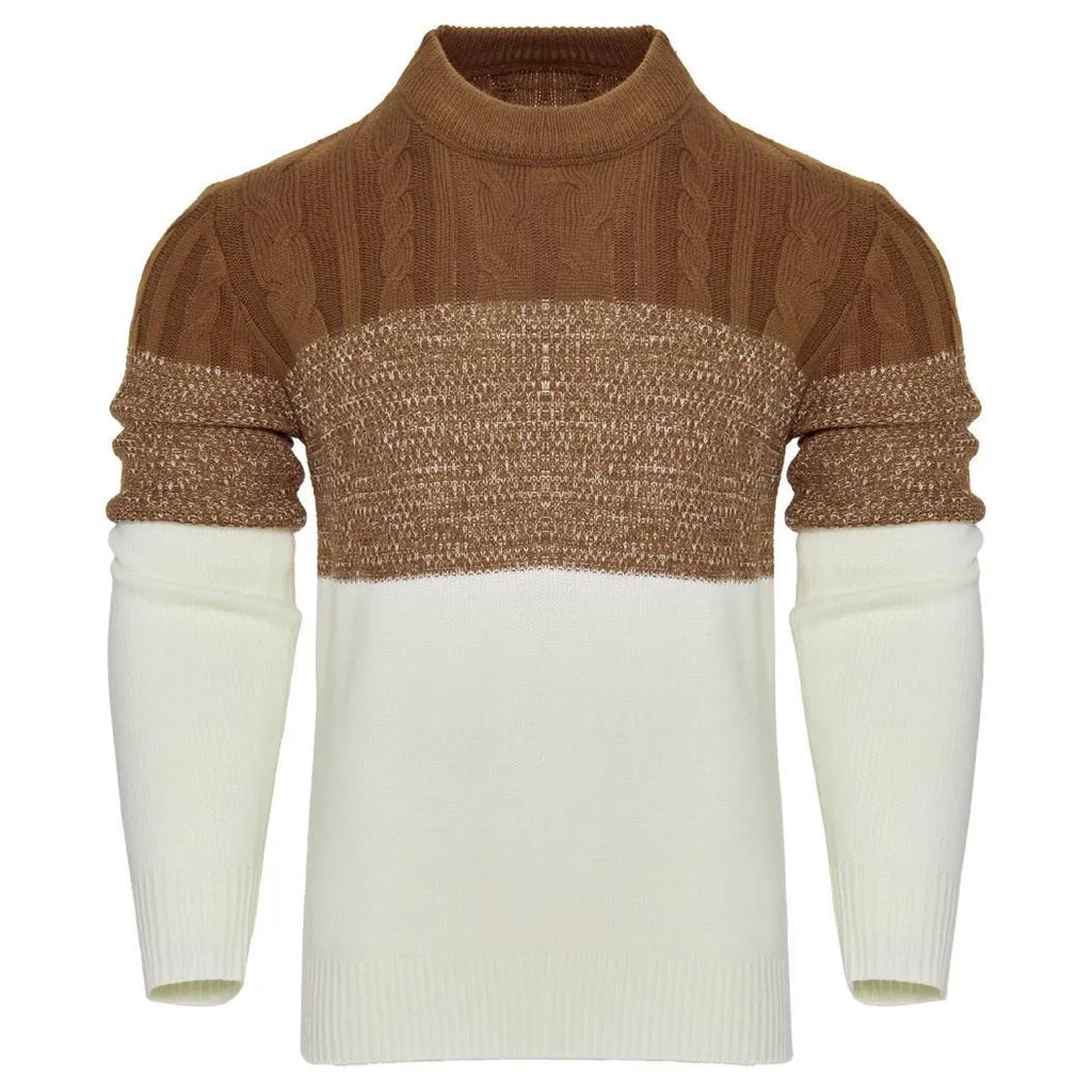 Men's acrylic knitted long-sleeve pullover sweater in three style variations