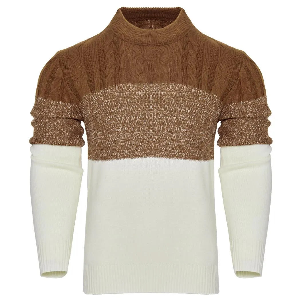 Men's acrylic knitted long-sleeve pullover sweater in three style variations