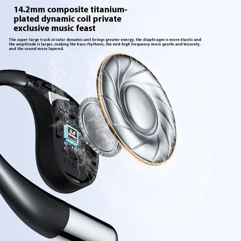 YYK-Q39 portable sports hanging ear Bluetooth earphones in beige and black with digital display and noise reduction
