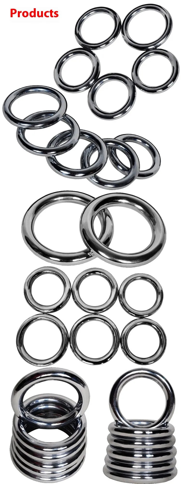 Iron Arm Skill Wing Chun carbon steel training ring showing three available sizes