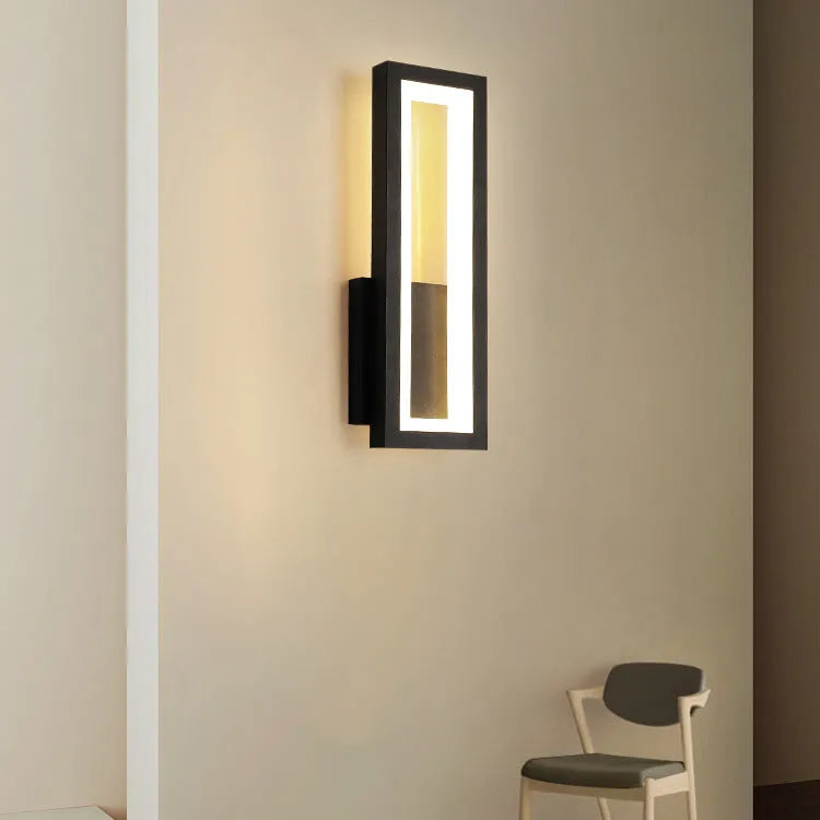 Nordic corridor wall light with PVC lampshade in black finish, 50cm long, 18cm wide, 4cm thick, 28W LED