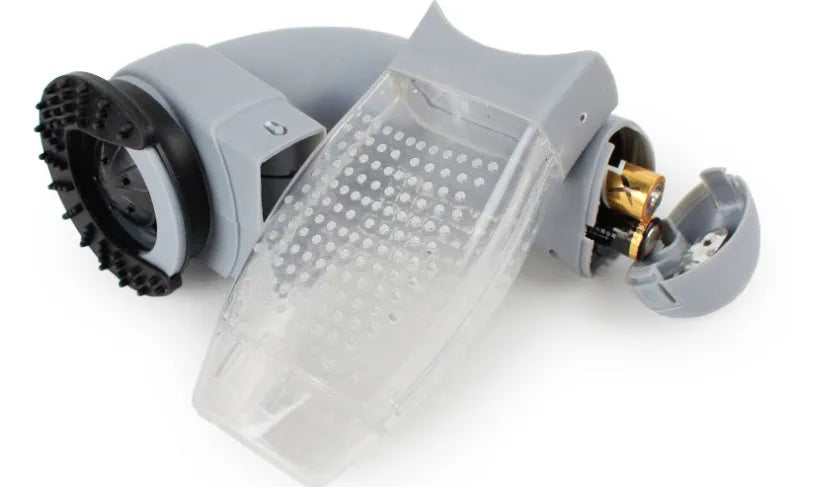Grey portable pet hair removal vacuum brush with soft rubber head for grooming dogs and cats