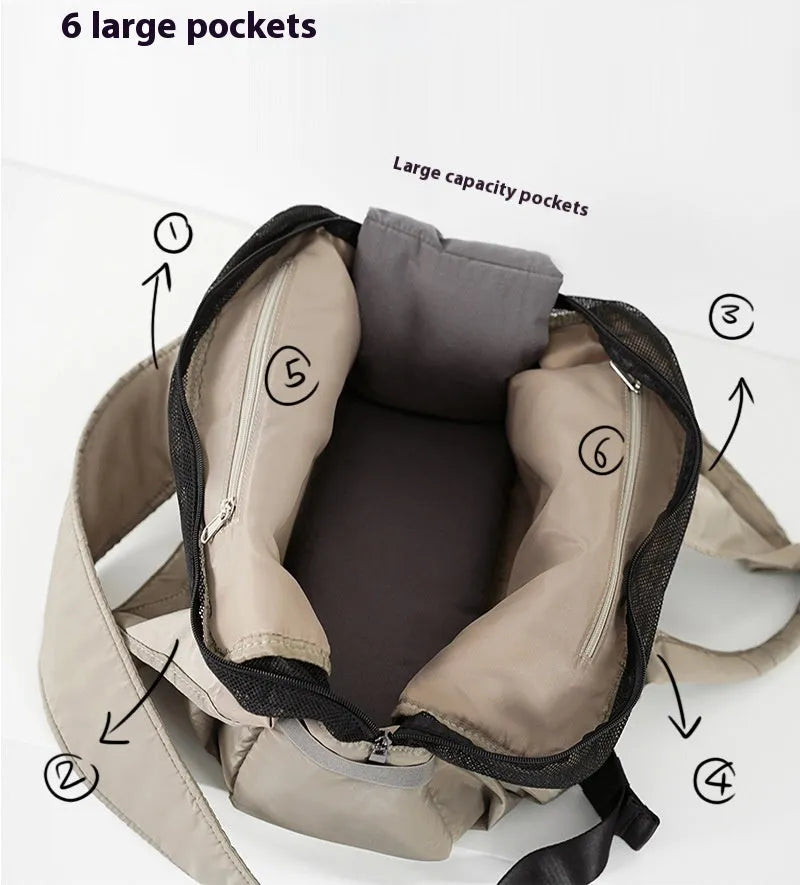 Apricot cloth pet carrier handbag showing dimensions of 41cm length by 16cm width by 28cm height
