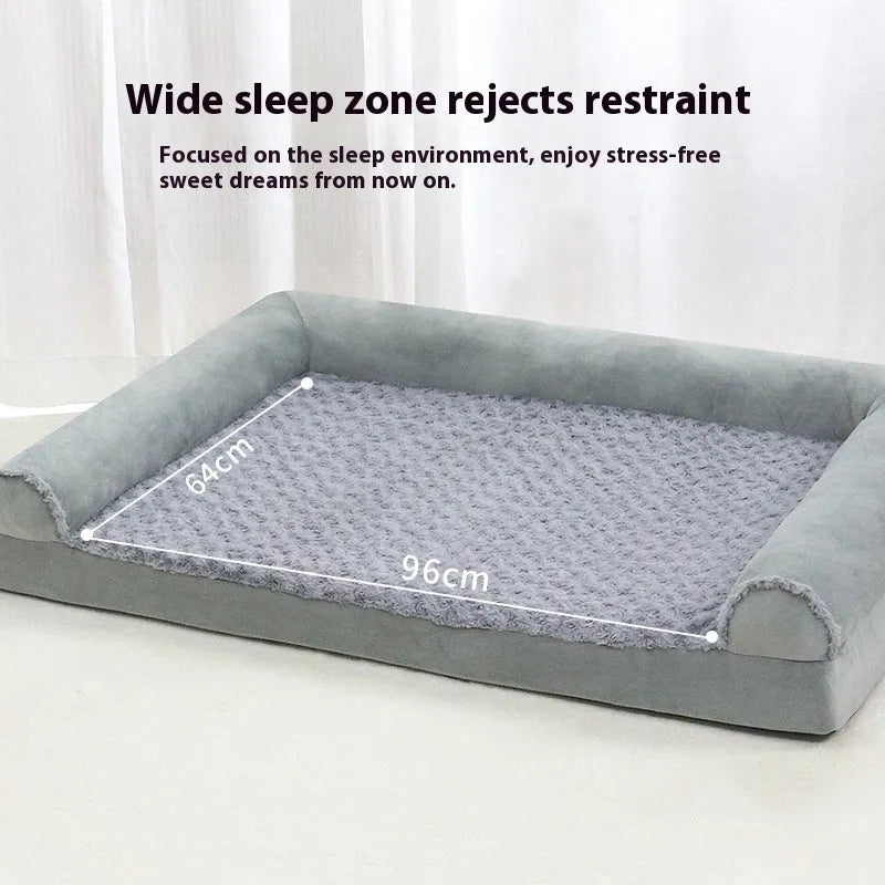 Grey cloth dog kennel for medium to large breeds showing three size options