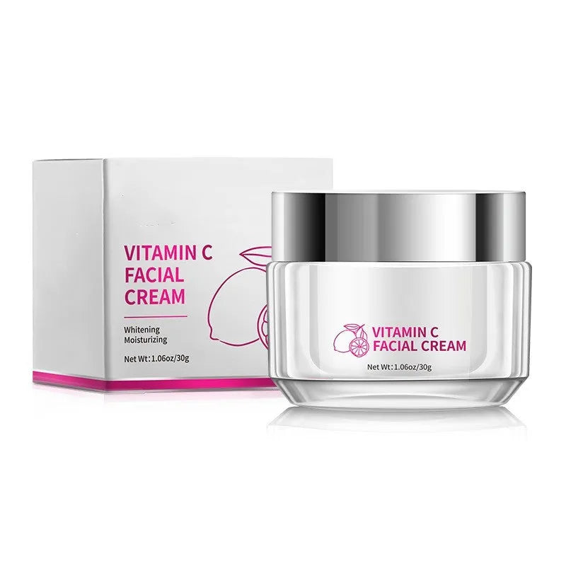30g Vitamin C Face Cream jar with universal skin type labelling, showing compact 6 cm size.