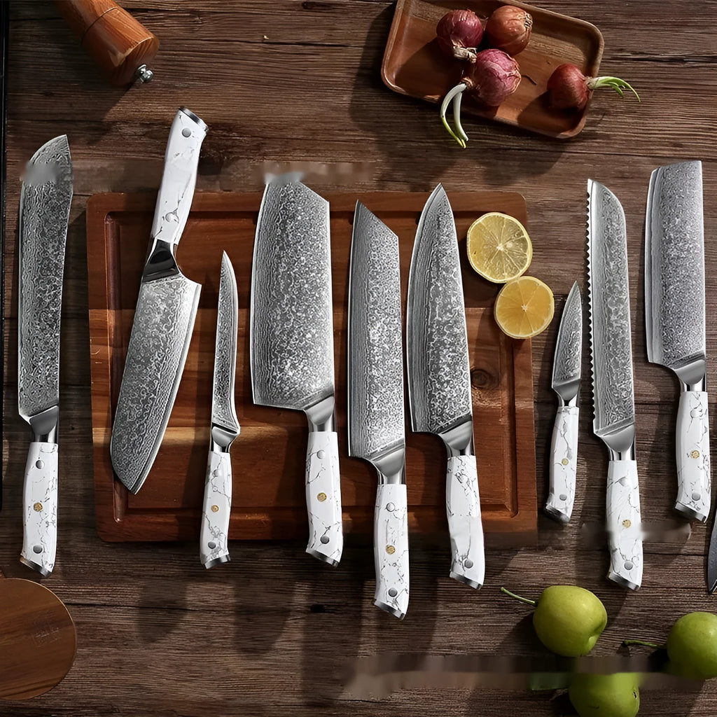 Damascus VG10 steel combined chef's knife with 21cm blade for multi-purpose kitchen use