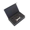 Bluetooth 5.0 automotive tyre pressure monitor with four black sensors and installation tools