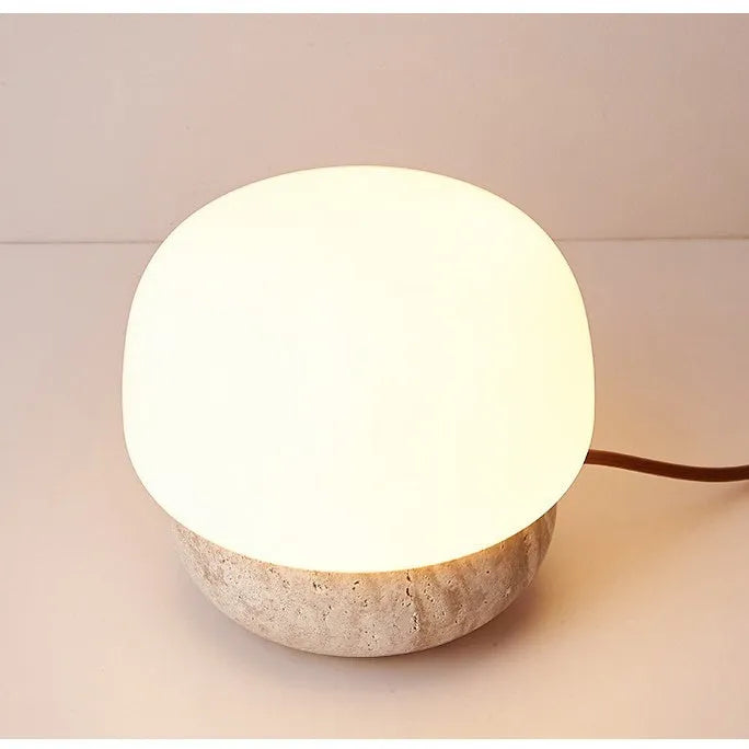 Cream retro bedside lamp with button switch showing 18x17cm dimensions