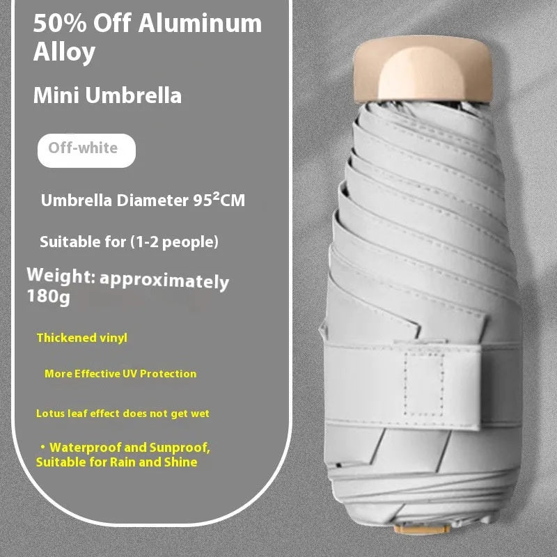 Gradient vinyl sunshade mini umbrella with alloy frame and six bones, available in multiple colours