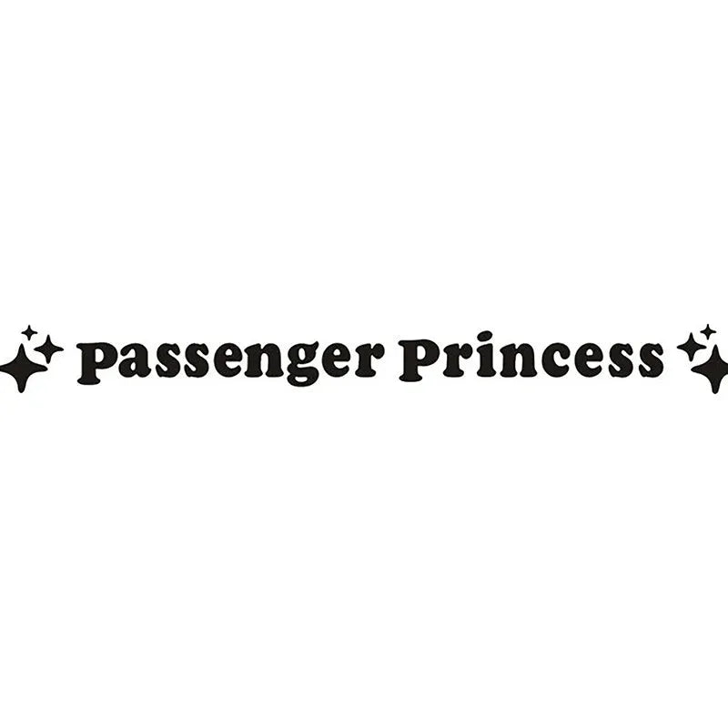 Passenger Princess rearview mirror decorative sticker in reflective white, measuring 12.5cm, on a car mirror