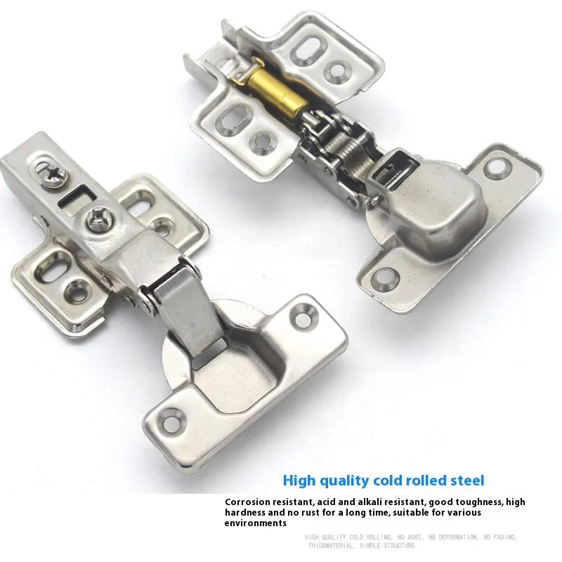 Hydraulic damping hinge for cabinets with nickel-plated finish and cold rolled steel construction