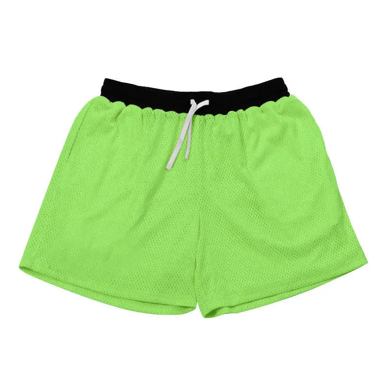 Men's mesh quick-dry athletic shorts in black, available for running and summer fitness activities