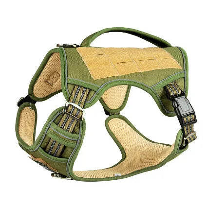 Tactical working dog chest strap in Oxford cloth, available in colours like yellow camo and forest camouflage, size options M L XL