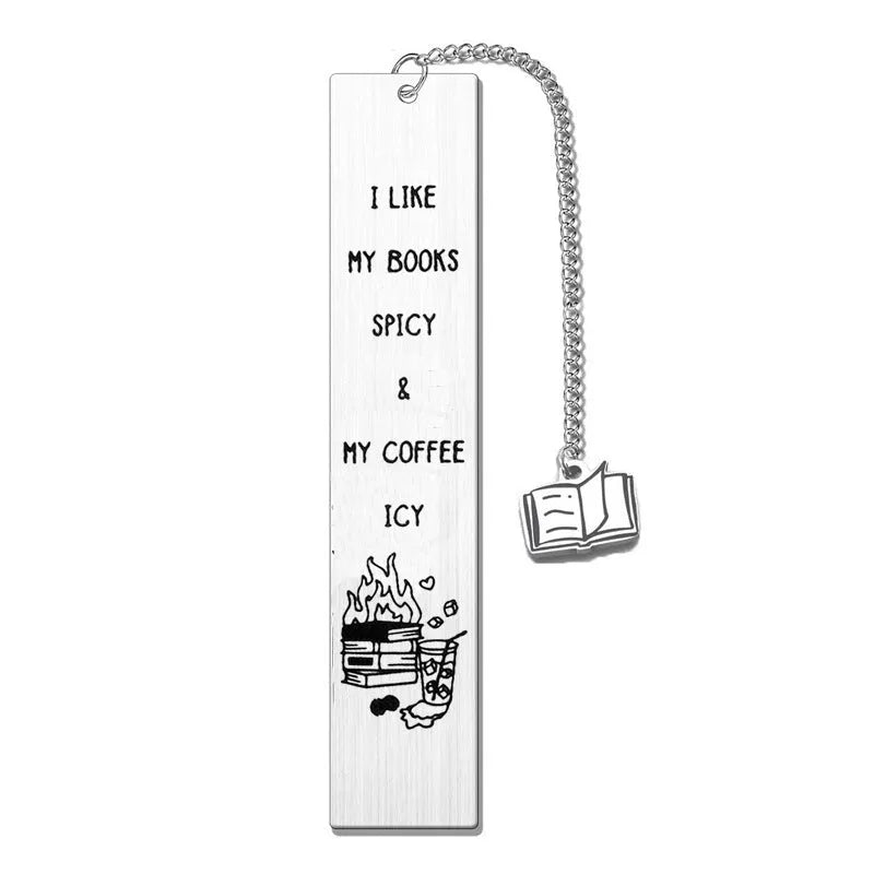 Stainless steel literary bookmark with tassel in gift box