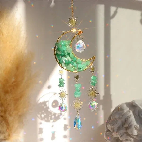 K9 crystal moon pendant car accessory with 420mm cord in five colour options