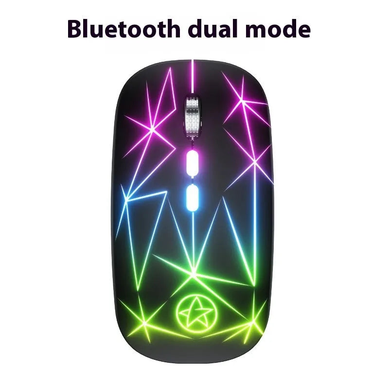 Wireless Bluetooth gaming mouse with metal roller wheel and five buttons in star black colour