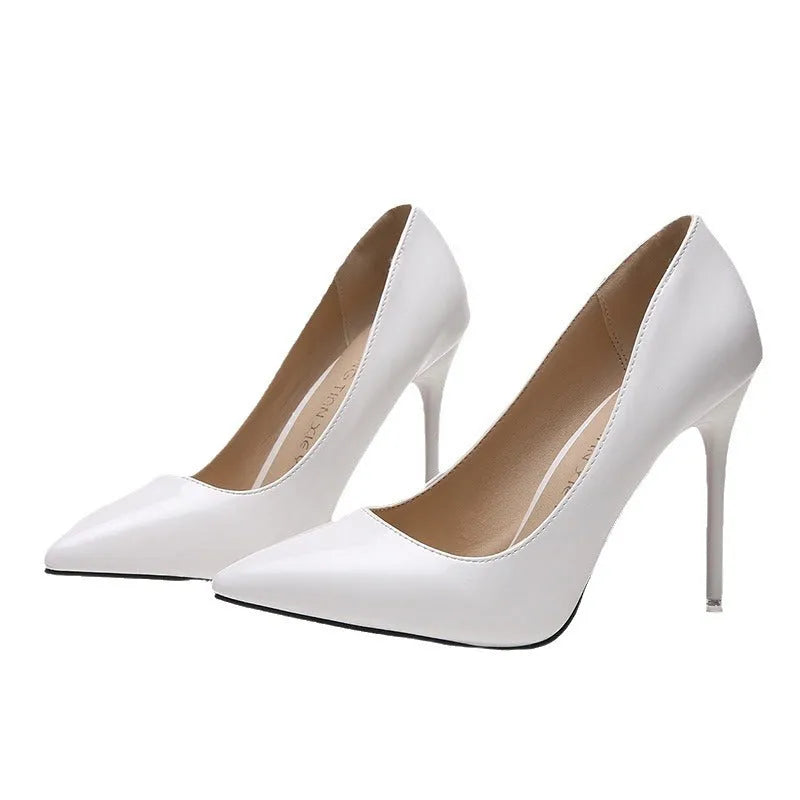 Women's pointed toe stiletto heels with over 8cm heel in apricot colour