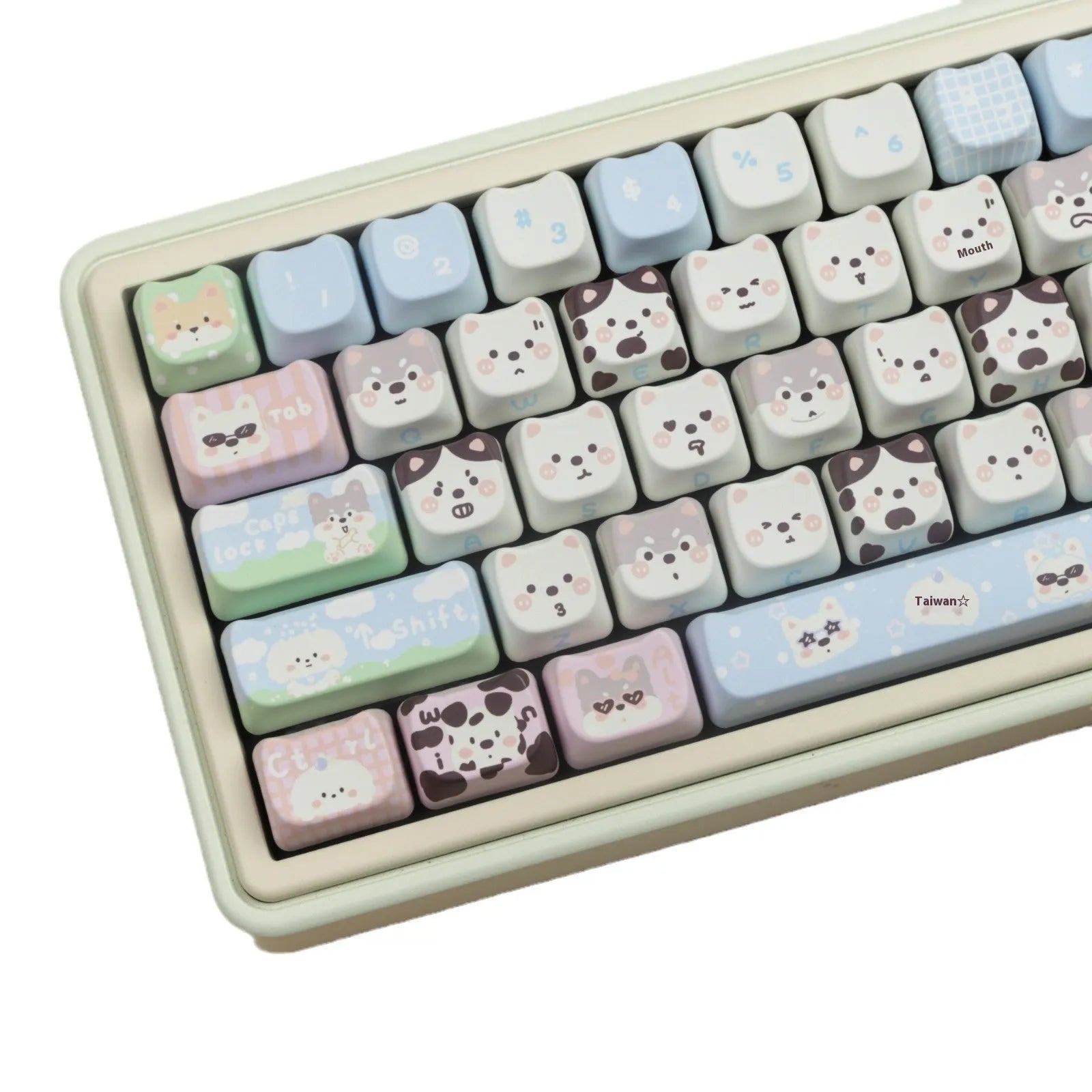 Full set of cute puppy PBT sublimation key caps for universal keyboards, 1.5 line length, 26 unit size