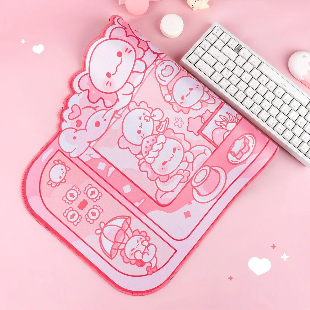 Hexagonal dragon crane machine cartoon anime large cloth mouse pad with wrist support, 75x40cm.