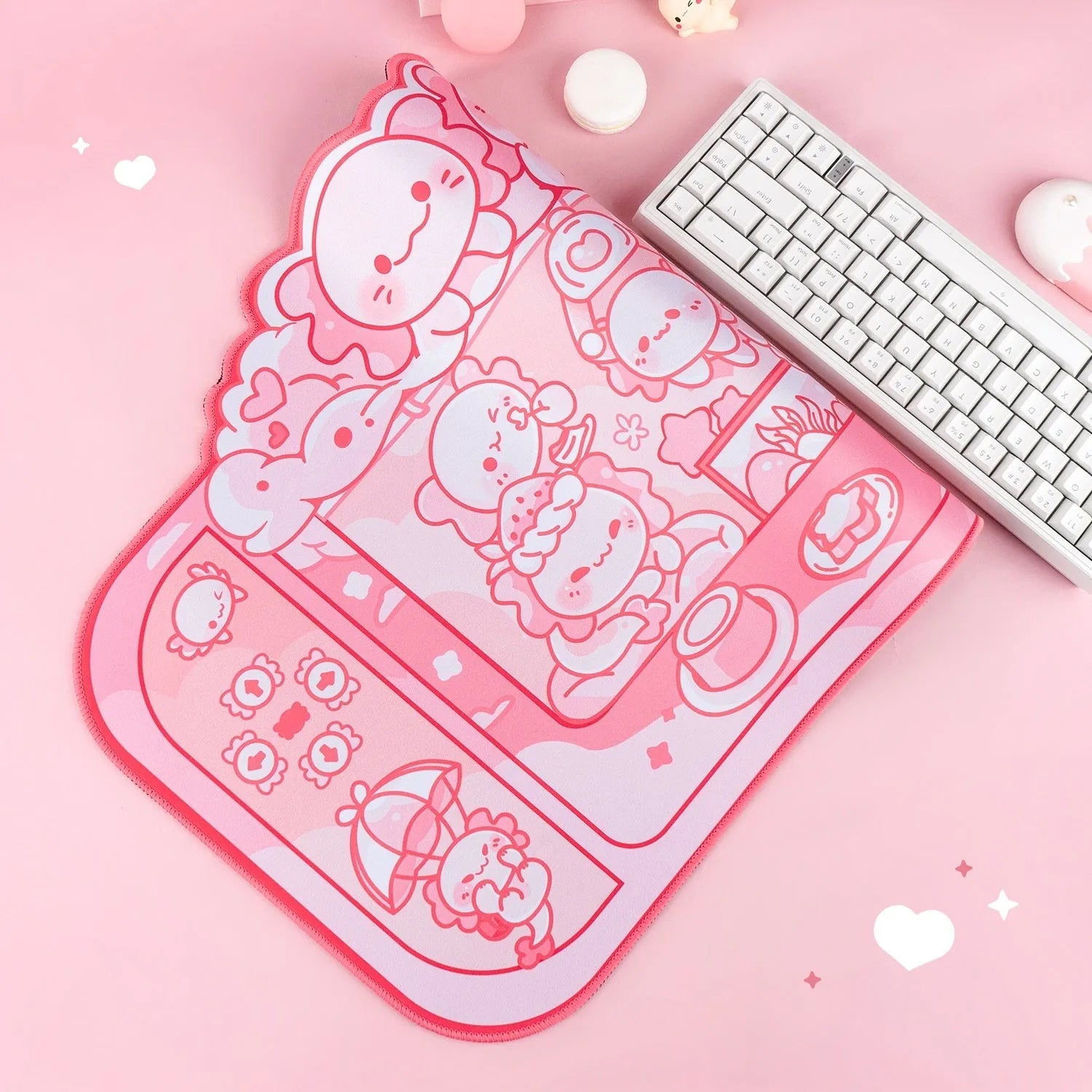 Hexagonal dragon crane machine cartoon anime large cloth mouse pad with wrist support, 75x40cm.