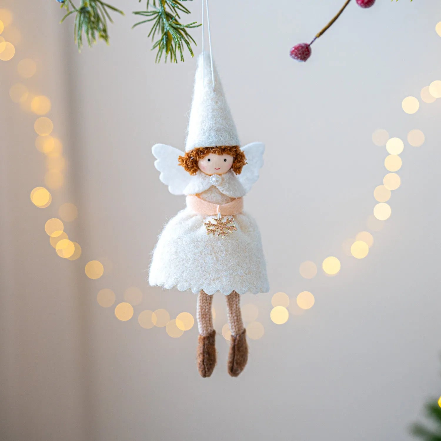 White cloth angel skirt felt pendant with modern simplicity design for Christmas decoration