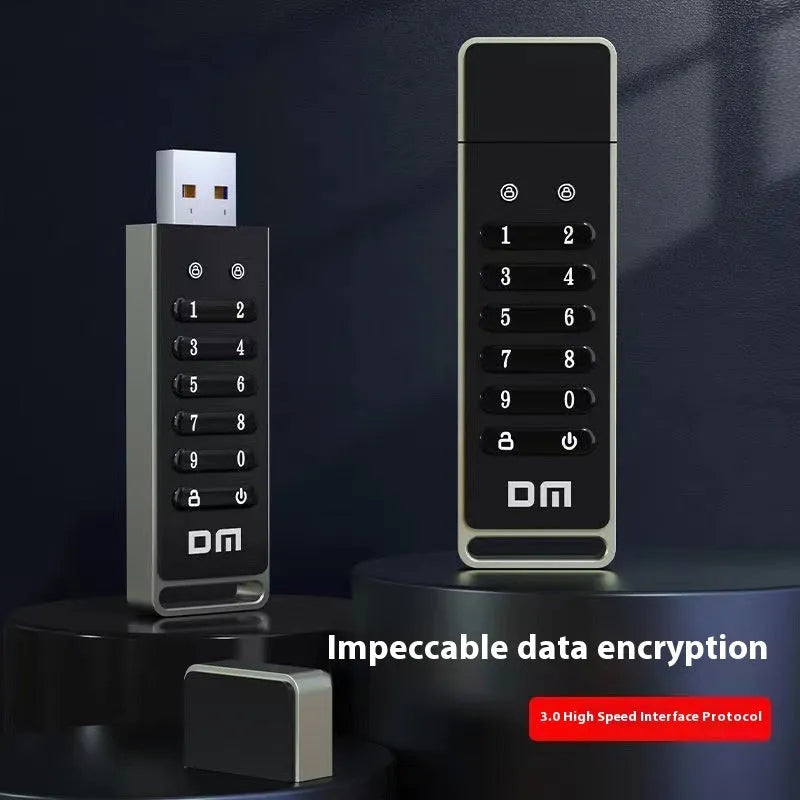 64GB metal USB 3.0 flash drive with fingerprint sensor and encryption button
