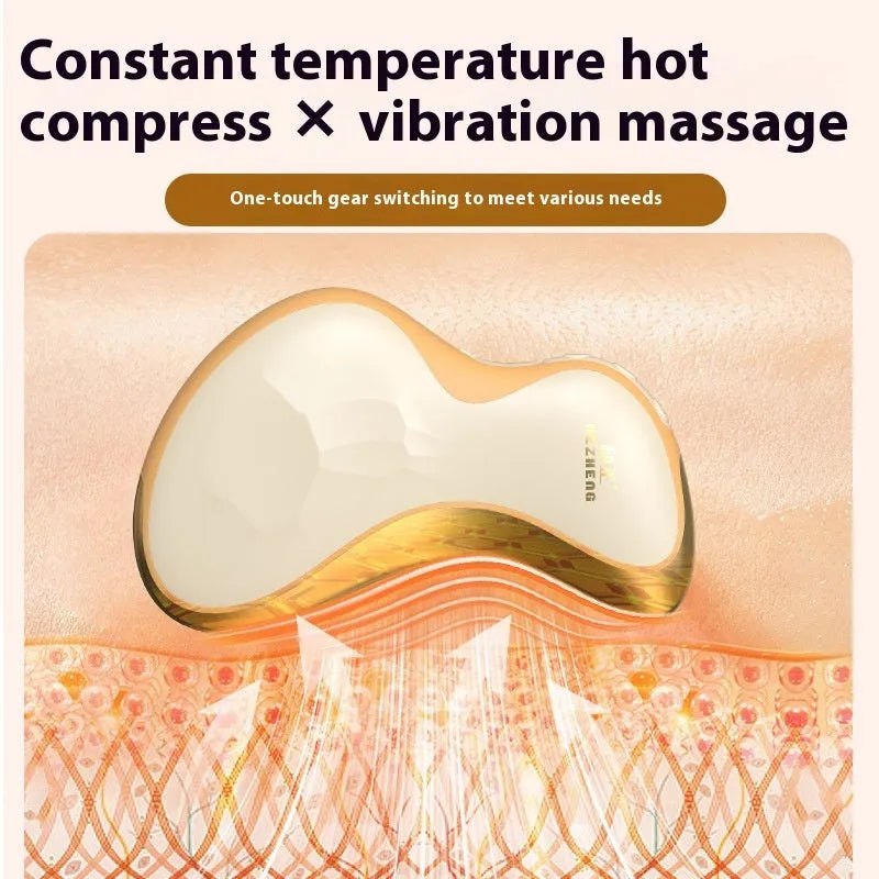 Golden yellow electric scrapping plate with heated vibration massage functions for meridian therapy