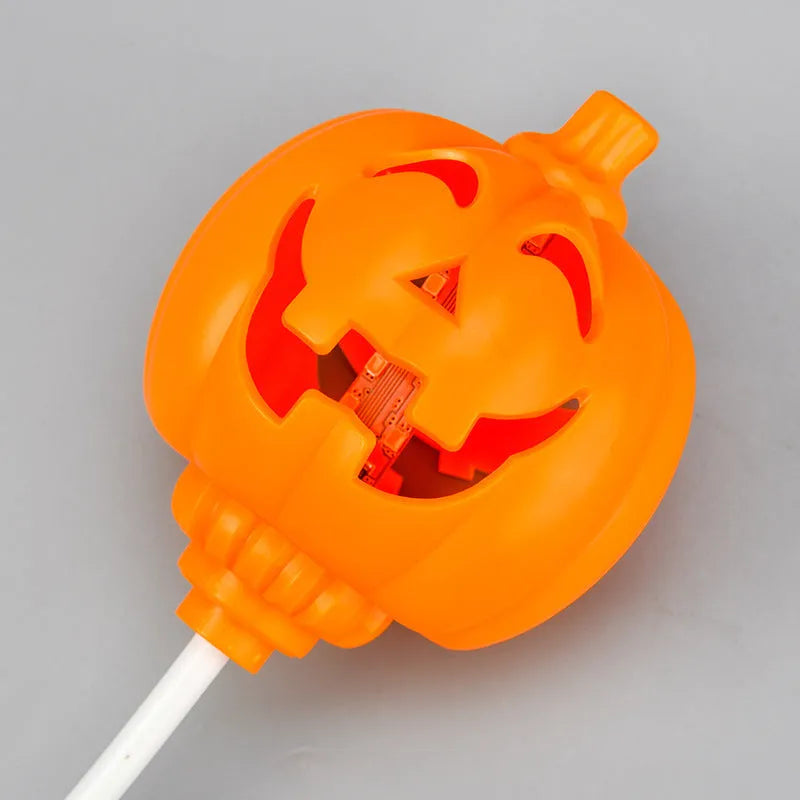 Pumpkin shaped lamp with purple or yellow light option, USB charging, 22cm tall Halloween decoration