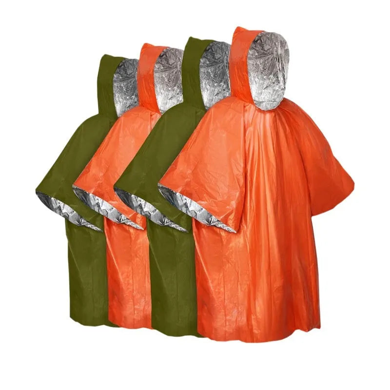 Marathon Wild cross-country multifunctional raincoat in orange or army green colour measuring 100 by 130 centimetres