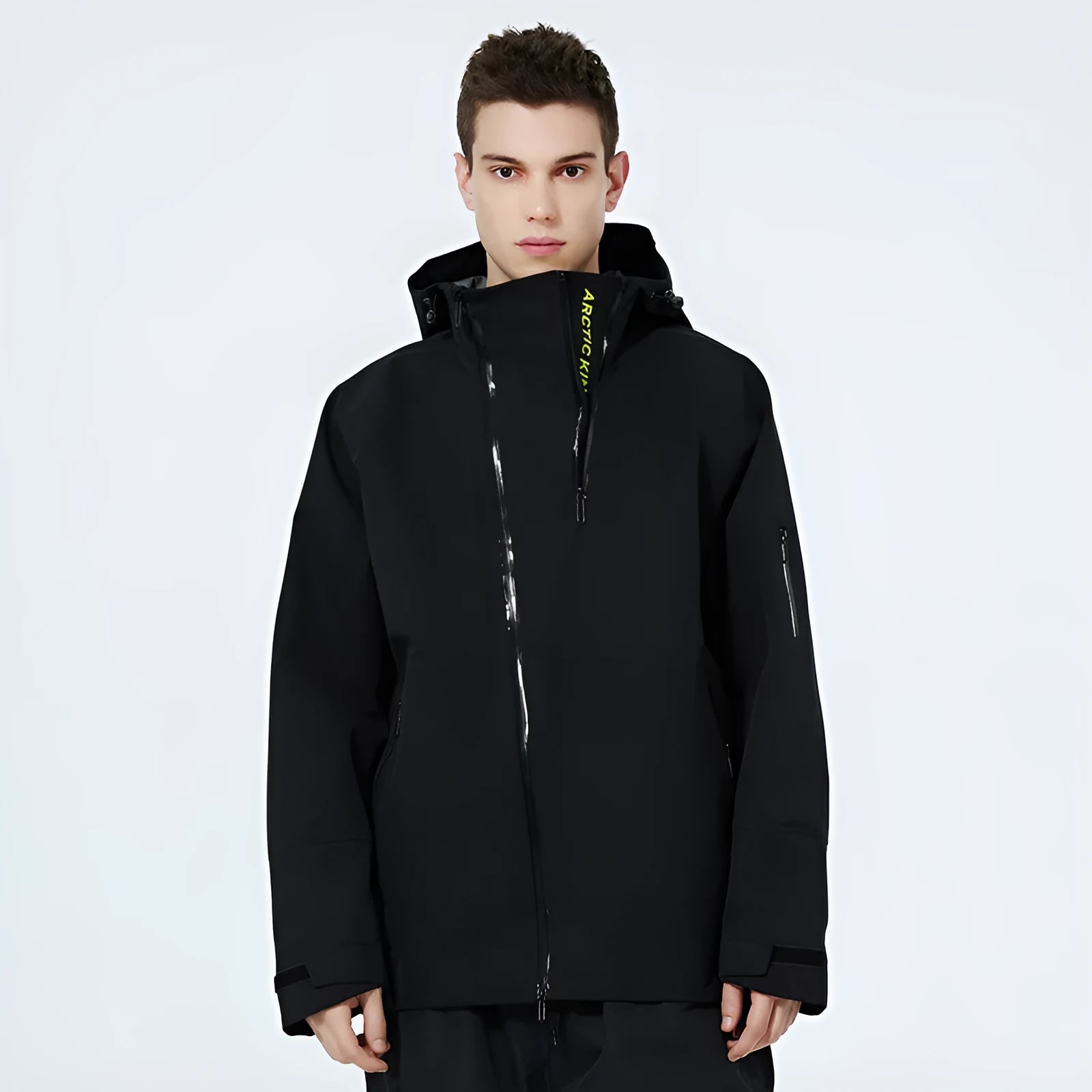 Men's and women's thin windproof waterproof ski suit in yellow, available in sizes XS to XL