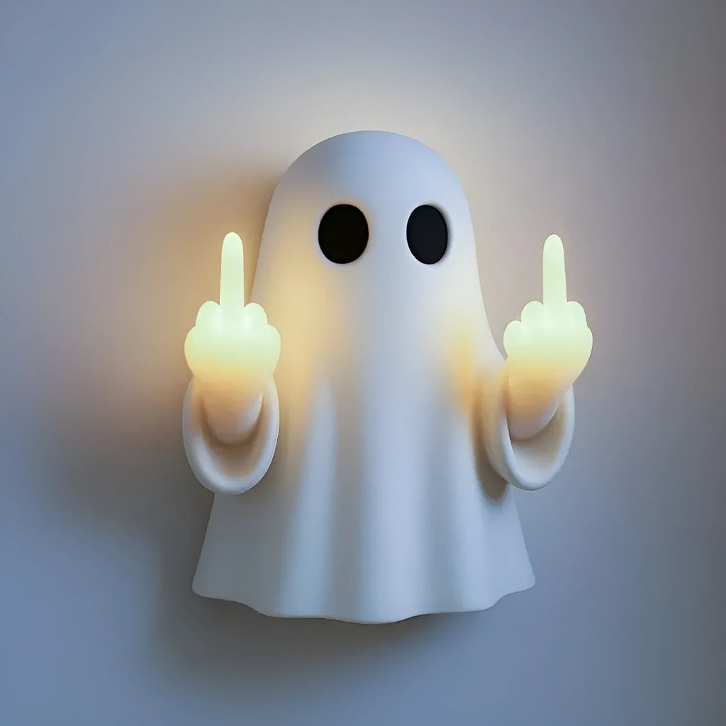 White ghost night lamp made of plastic with a modern simplicity design, 19.85x10x14cm, suitable for Halloween decoration