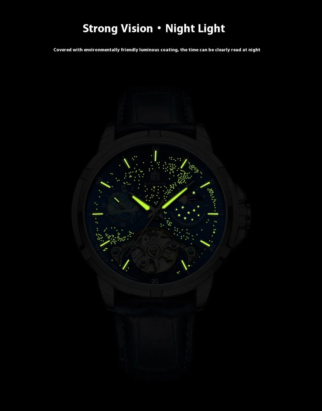 Men's automatic mechanical watch with blue dial and stainless steel bracelet showing thickness