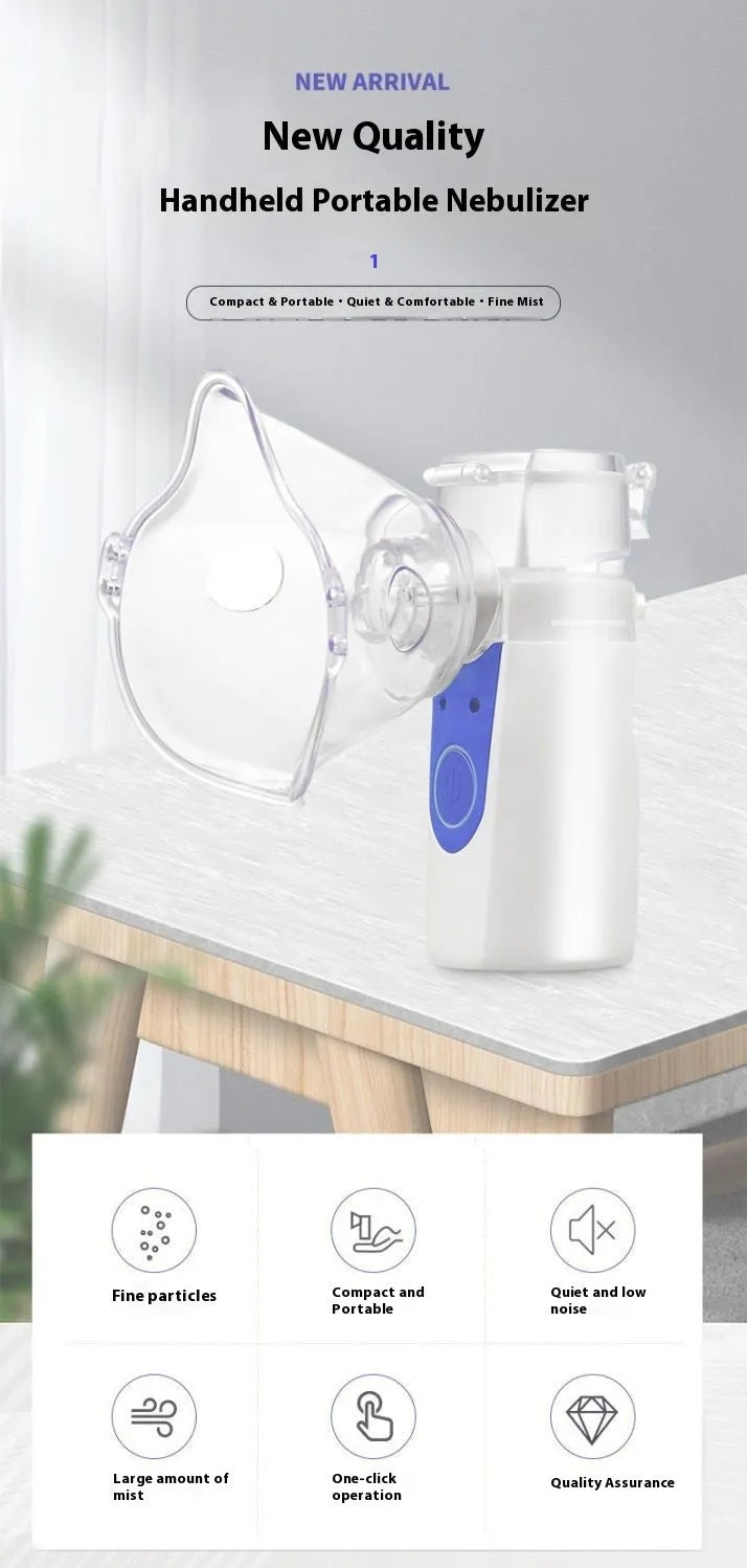 Columnar USB handheld nebuliser spray machine for household respiratory treatment with quiet operation